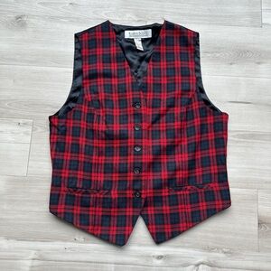 Karen Scott Vintage Plaid Vest with Adjustable Waist
